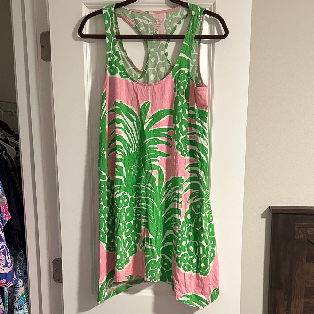 Lilly Pulitzer Pink and Green Leaf Print dress